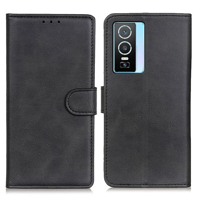 Vivo Y76 5G / Y76s Handy Hülle - Classic II Leder Bookcover Series - schwarz
