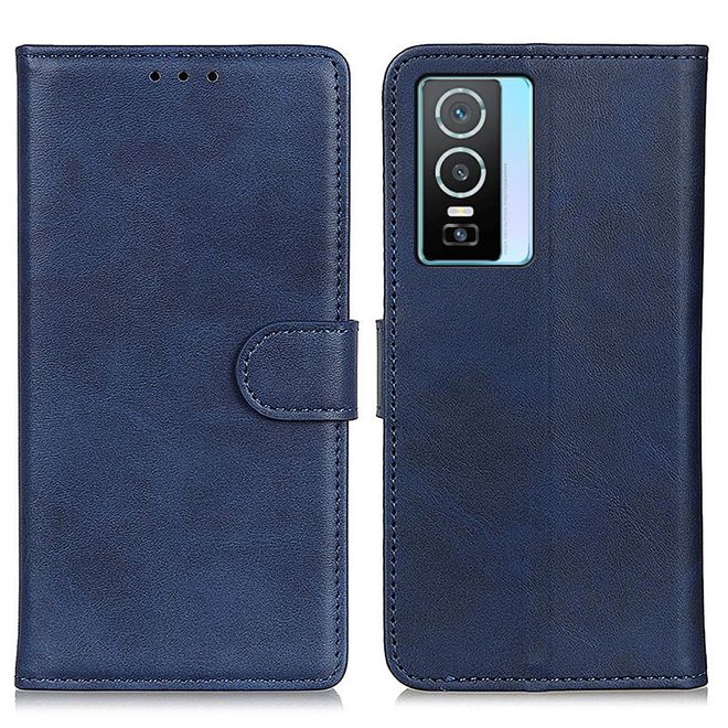 Vivo Y76 5G / Y76s Handy Hülle - Classic II Leder Bookcover Series - blau