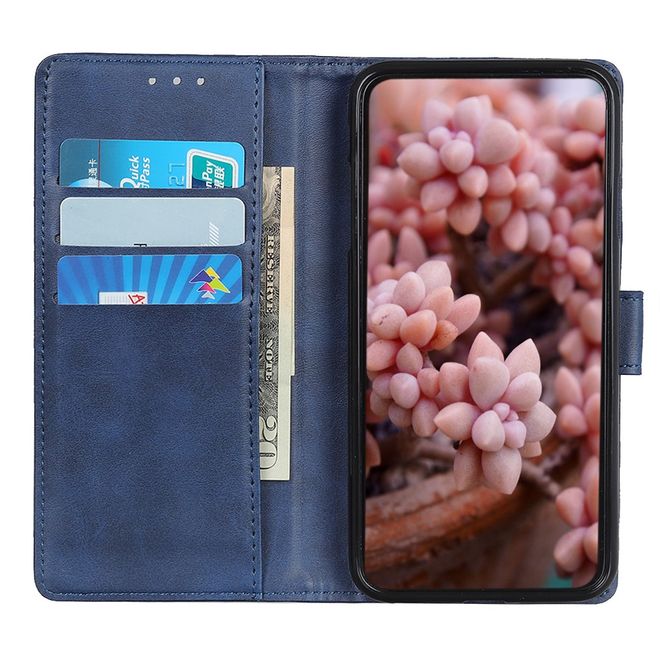 Vivo Y76 5G / Y76s Handy Hülle - Classic II Leder Bookcover Series - blau