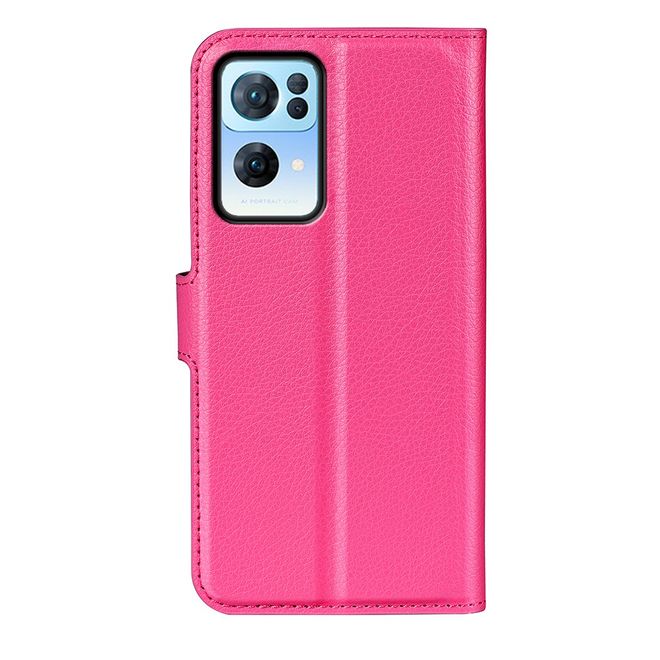 Oppo Reno7 Pro 5G Handy Hülle - Litchi Leder Bookcover Series - rosa