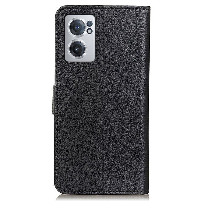 OnePlus Nord CE 2 5G Handy Hülle - Litchi Leder Bookcover Series - schwarz