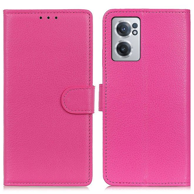 OnePlus Nord CE 2 5G Handy Hülle - Litchi Leder Bookcover Series - rosa