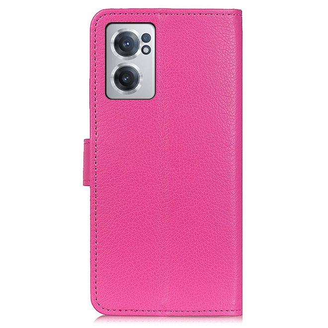OnePlus Nord CE 2 5G Handy Hülle - Litchi Leder Bookcover Series - rosa