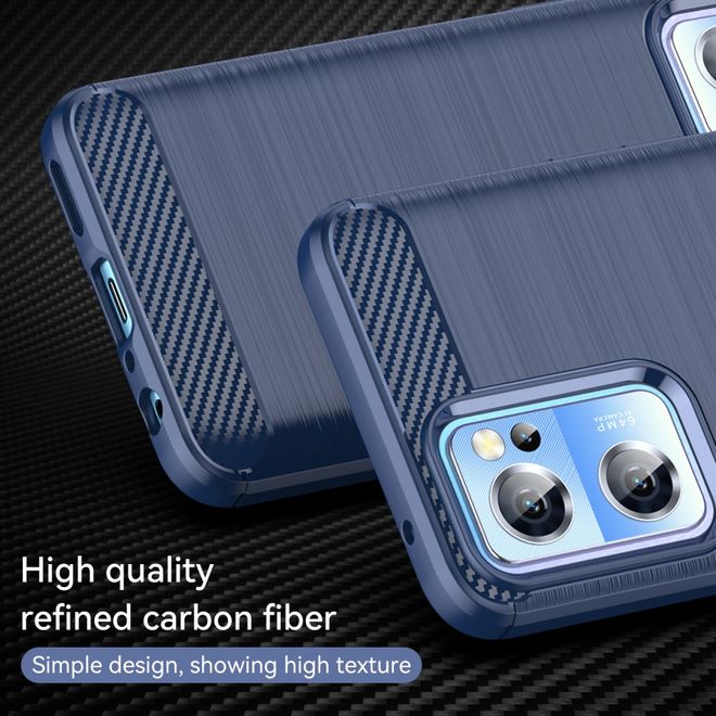 OnePlus Nord CE 2 5G Handyhülle - Carbon Fiber TPU Softcase Series - blau