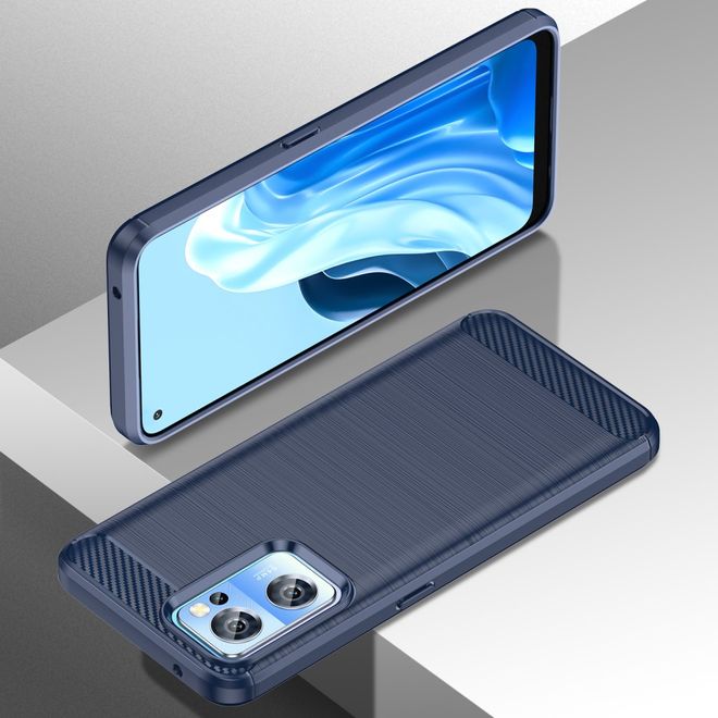 OnePlus Nord CE 2 5G Handyhülle - Carbon Fiber TPU Softcase Series - blau