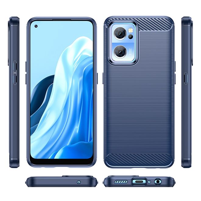 OnePlus Nord CE 2 5G Handyhülle - Carbon Fiber TPU Softcase Series - blau