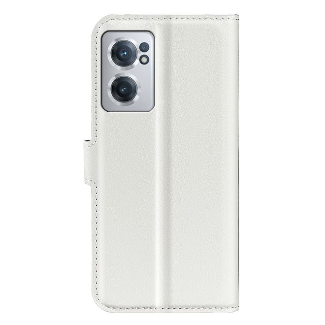 OnePlus Nord CE 2 5G Handy Hülle - Litchi Leder Bookcover Series - weiss
