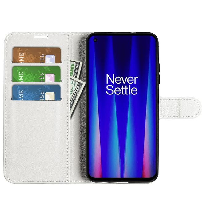 OnePlus Nord CE 2 5G Handy Hülle - Litchi Leder Bookcover Series - weiss