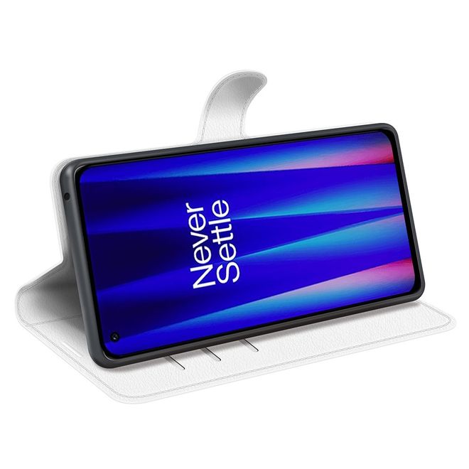 OnePlus Nord CE 2 5G Handy Hülle - Litchi Leder Bookcover Series - weiss