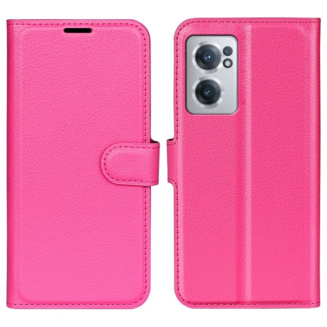 OnePlus Nord CE 2 5G Handy Hülle - Litchi Leder Bookcover Series - rosa