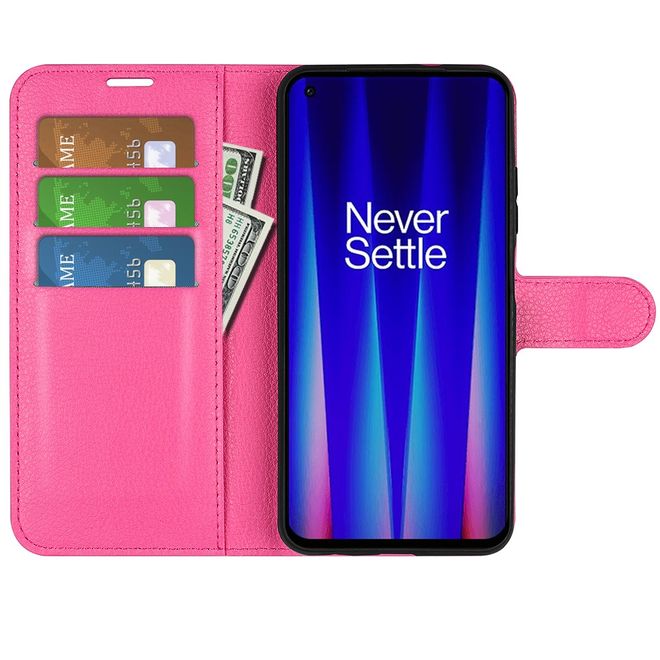OnePlus Nord CE 2 5G Handy Hülle - Litchi Leder Bookcover Series - rosa
