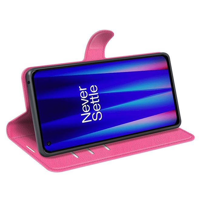 OnePlus Nord CE 2 5G Handy Hülle - Litchi Leder Bookcover Series - rosa