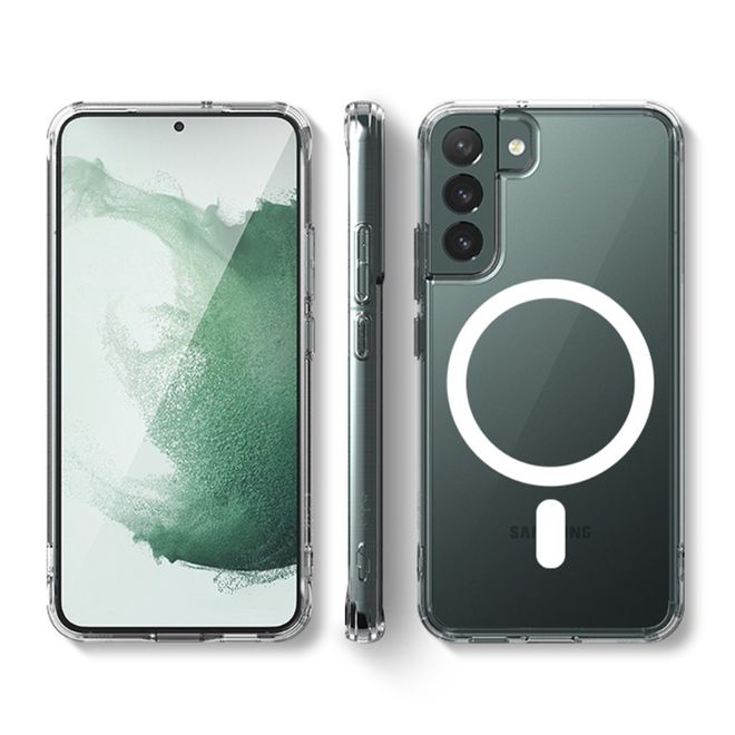 Samsung Galaxy S22+ Hülle - TPU Softcase mit Magnetring ähnlich MagSafe - transparent