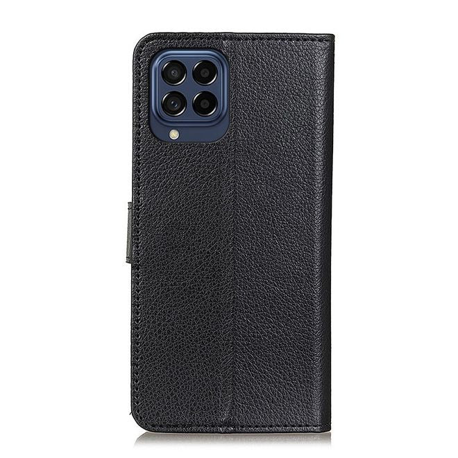 Samsung Galaxy M53 5G Handy Hülle - Litchi Leder Bookcover Series - schwarz