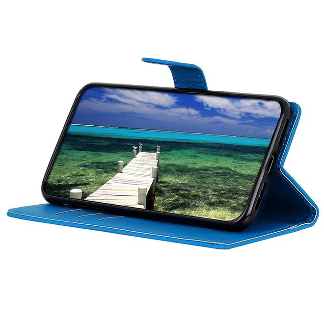 Samsung Galaxy M53 5G Handy Hülle - Litchi Leder Bookcover Series - blau