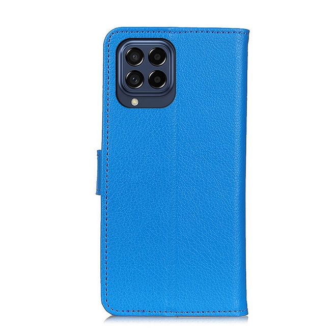Samsung Galaxy M53 5G Handy Hülle - Litchi Leder Bookcover Series - blau