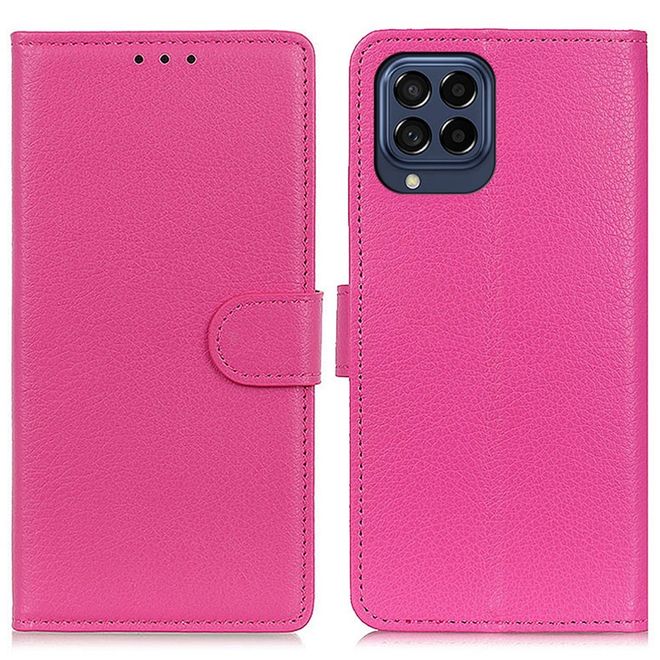 Samsung Galaxy M53 5G Handy Hülle - Litchi Leder Bookcover Series - rosa