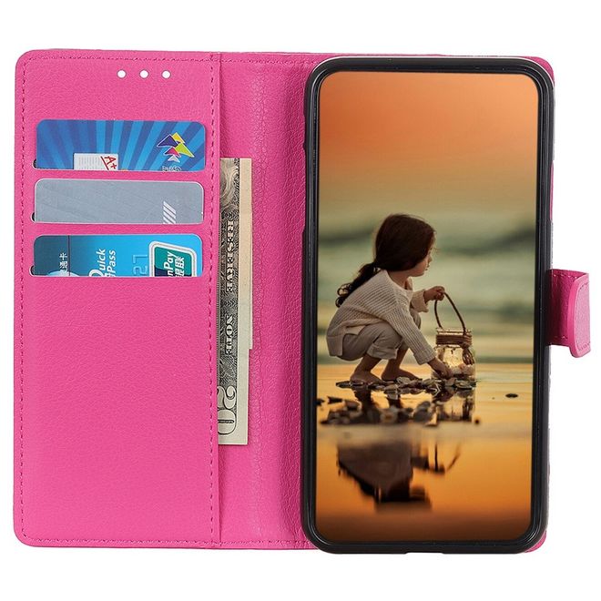 Samsung Galaxy M53 5G Handy Hülle - Litchi Leder Bookcover Series - rosa
