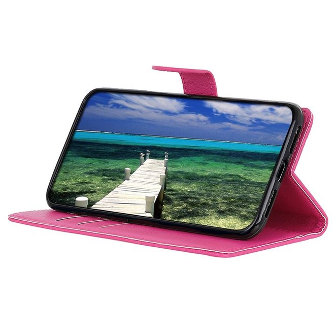 Samsung Galaxy M53 5G Handy Hülle - Litchi Leder Bookcover Series - rosa