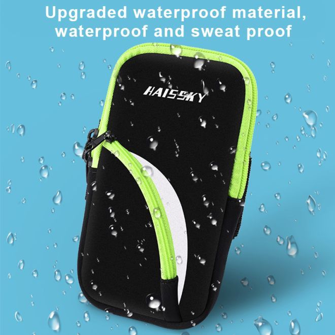 Universal Sport Armband für Smartphones bis 6.5" + 1 Extrafach - RB001 Series - schwarz/grün