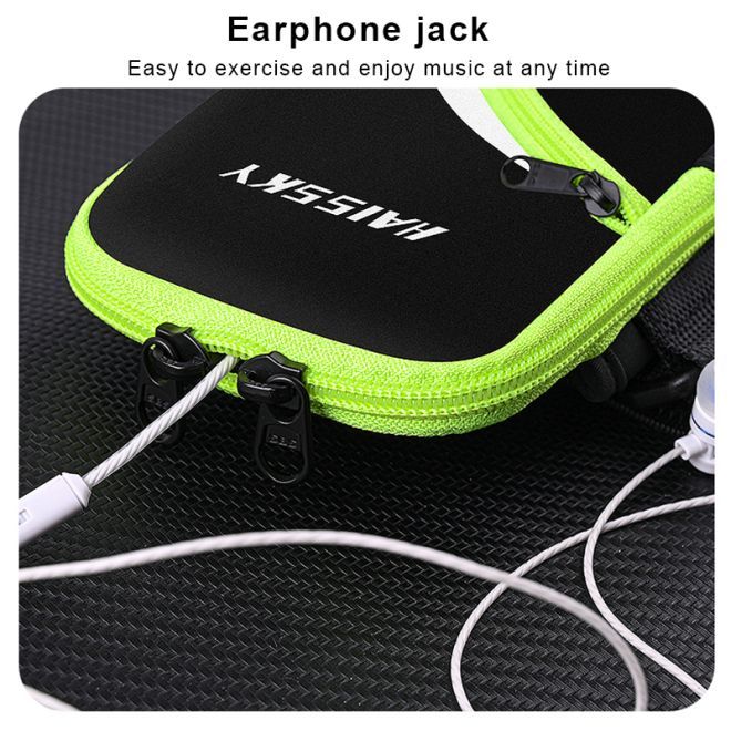 Universal Sport Armband für Smartphones bis 6.5" + 1 Extrafach - RB001 Series - schwarz/grün