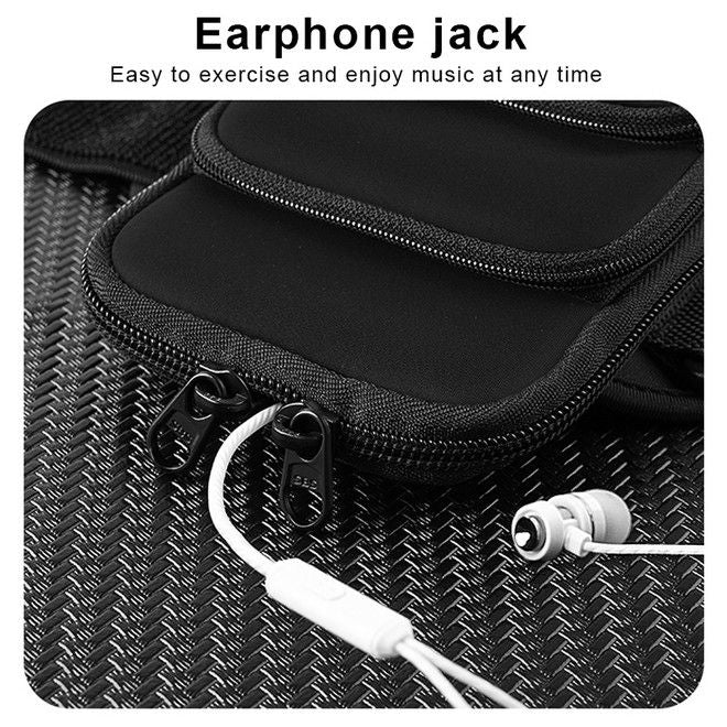 Universal Fitness Tasche - Sport Armband - für Smartphones + 2 Extrafächer - schwarz