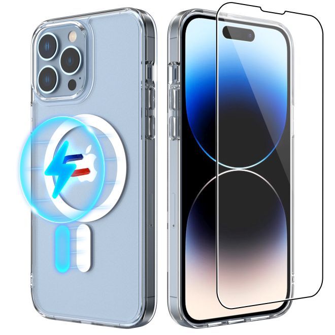 Coque transparente pour iPhone 14 Pro (PC/TPU) - Série MagSafe - Transparente