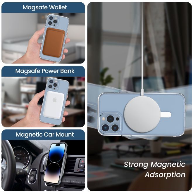 Coque transparente pour iPhone 14 Pro Max (PC/TPU) - Série MagSafe - transparente