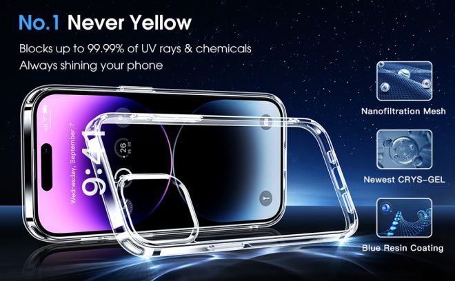 Coque pour iPhone 14 Pro Max (PC/TPU) - Dos en polycarbonate + bords en TPU - Transparente