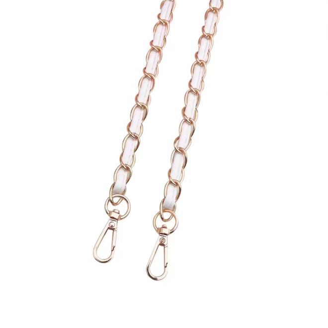 iPhone 12 Pro Max Necklace Case - Metal Phone Chain (115cm) with Carabiner - La Reina del Deseo nº 3 - gold/white
