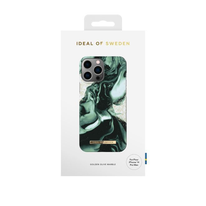 iDeal of Sweden - iPhone 14 Pro Max Hülle - Printed Case - Golden Olive Marble