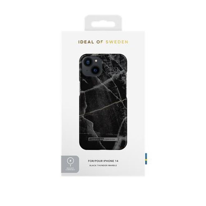 iDeal of Sweden - iPhone 14 Hülle - Printed Case - MagSafe kompatibel - Black Thunder Marble