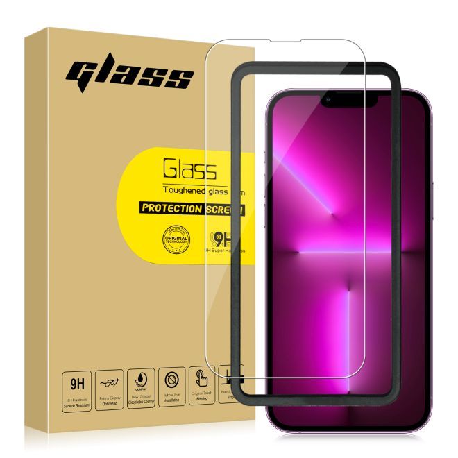 Protection d'écran en verre trempé transparent 9H pour iPhone 14 - 0,3 mm d'épaisseur