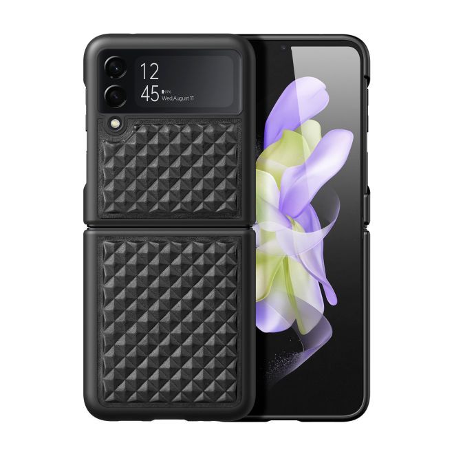 Dux Ducis - Samsung Galaxy Z Flip4 5G Hülle - Echtleder Case - Venice Series - schwarz