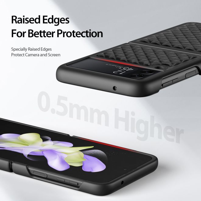 Dux Ducis - Samsung Galaxy Z Flip4 5G Hülle - Echtleder Case - Venice Series - schwarz