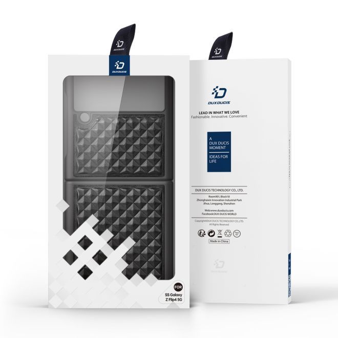 Dux Ducis - Samsung Galaxy Z Flip4 5G Hülle - Echtleder Case - Venice Series - schwarz