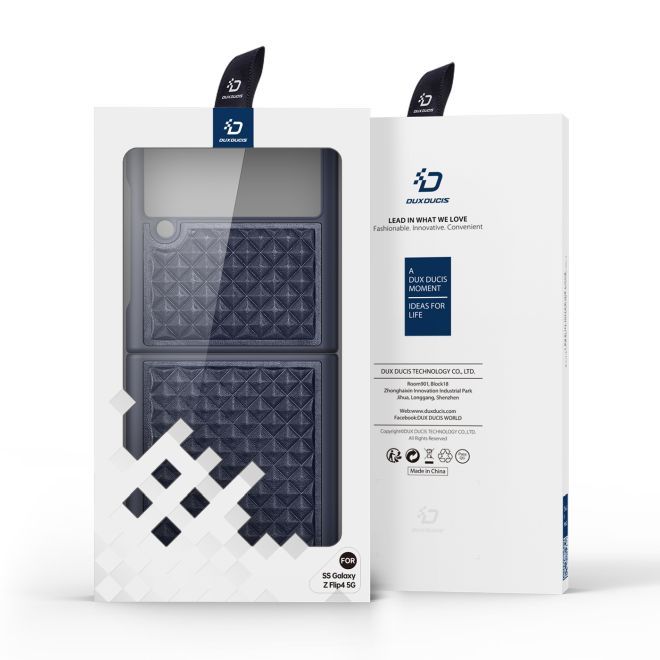 Dux Ducis - Samsung Galaxy Z Flip4 5G Hülle - Echtleder Case - Venice Series - blau