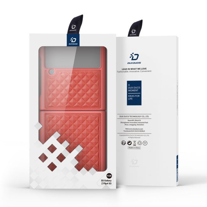 Dux Ducis - Samsung Galaxy Z Flip4 5G Hülle - Echtleder Case - Venice Series - pink