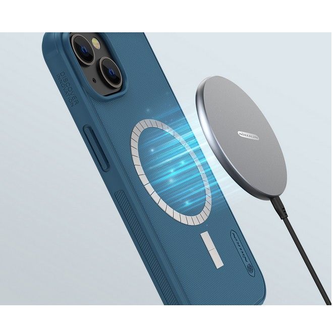 Nillkin - iPhone 14 Plus Hülle - Plastik Case - Super Frosted Shield MagSafe Series - blau