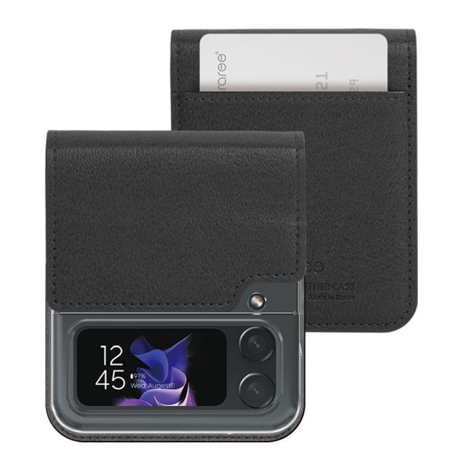 Araree - Samsung Galaxy Z Flip4 Hülle - Case aus Kunstleder - Mustang Diary Series - Made in Korea - schwarz