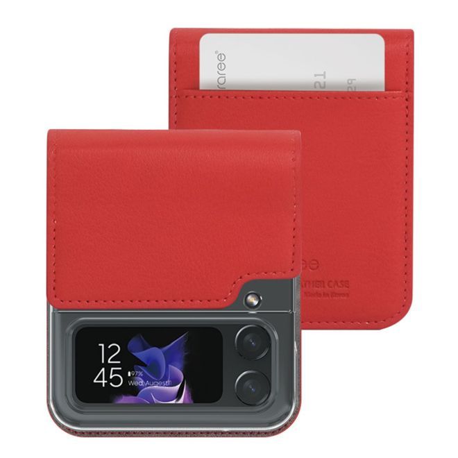 Araree - Samsung Galaxy Z Flip4 Hülle - Case aus Kunstleder - Mustang Diary Series - Made in Korea - rot