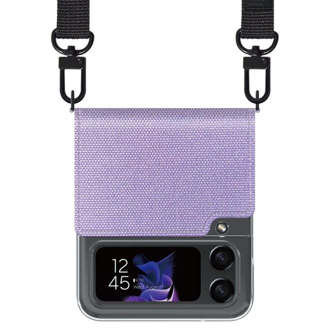 Araree - Samsung Galaxy Z Flip4 Hülle - Necklace Hülle zum Umhängen - Canvas Diary Series - Made in Korea - purpur