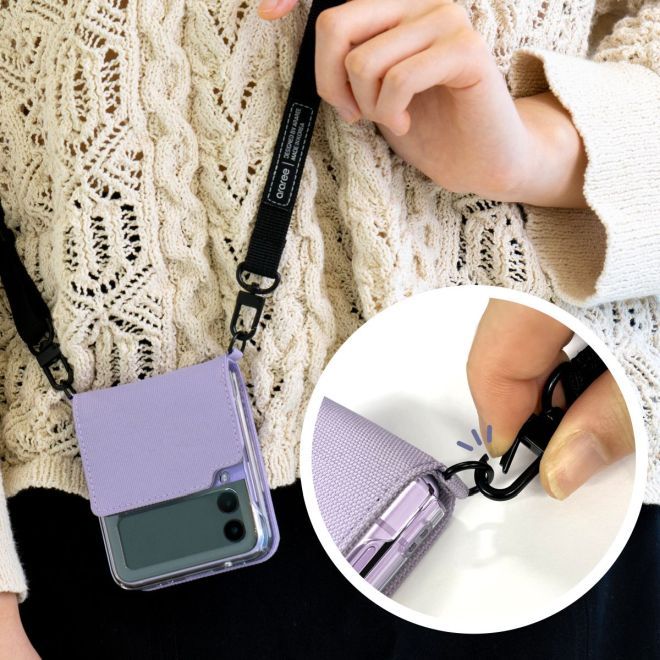 Araree - Samsung Galaxy Z Flip4 Hülle - Necklace Hülle zum Umhängen - Canvas Diary Series - Made in Korea - purpur