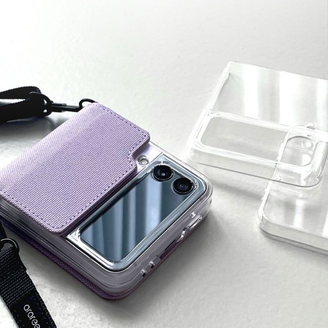 Araree - Samsung Galaxy Z Flip4 Hülle - Necklace Hülle zum Umhängen - Canvas Diary Series - Made in Korea - purpur