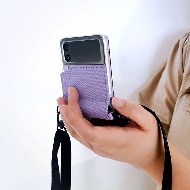 Araree - Samsung Galaxy Z Flip4 Hülle - Necklace Hülle zum Umhängen - Canvas Diary Series - Made in Korea - purpur