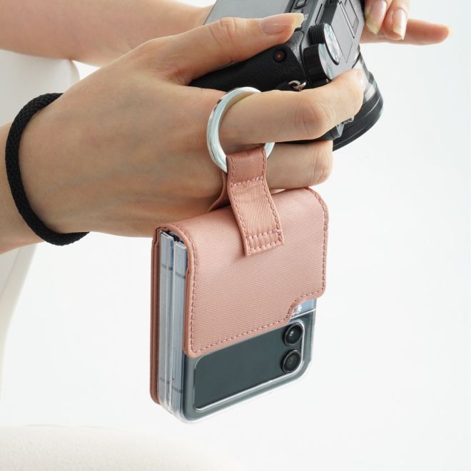 Araree - Samsung Galaxy Z Flip4 Hülle - Case aus Nylon inkl. Ring - Ring Diary Series - Made in Korea - pink