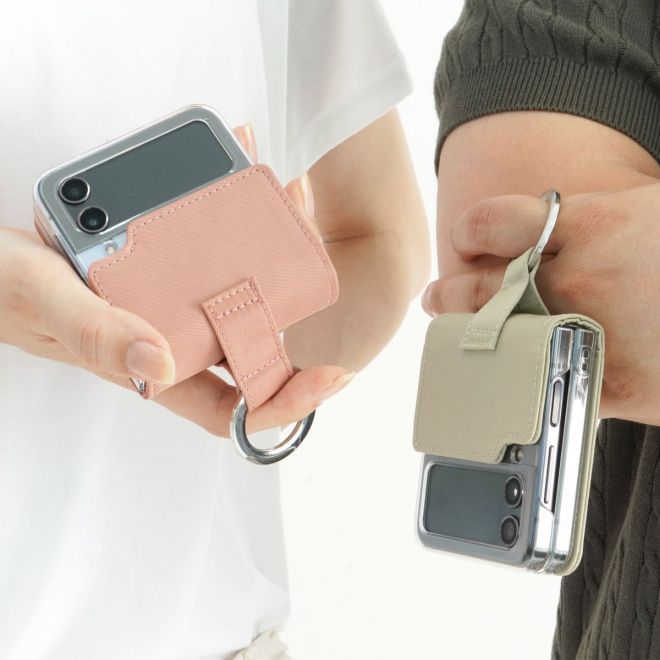 Araree - Samsung Galaxy Z Flip4 Hülle - Case aus Nylon inkl. Ring - Ring Diary Series - Made in Korea - pink