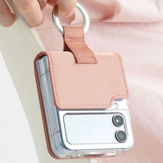 Araree - Samsung Galaxy Z Flip4 Hülle - Case aus Nylon inkl. Ring - Ring Diary Series - Made in Korea - pink
