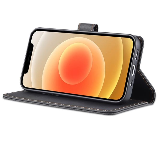 AZNS - iPhone 14 Plus Hülle - Retro Leder Bookcover - schwarz