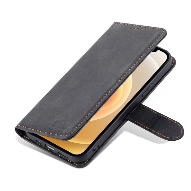 AZNS - iPhone 14 Plus Hülle - Retro Leder Bookcover - schwarz